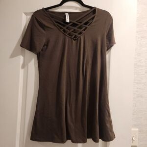 Zenana Premium Black Short Sleeve Top Size S Euc